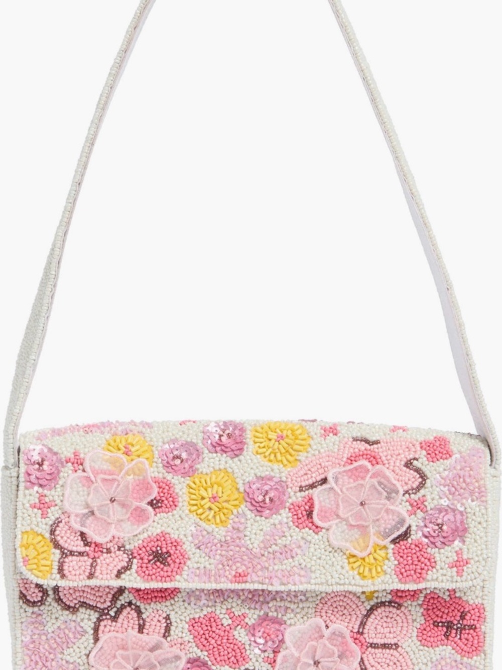 Collection XIIX Beaded Floral Clutch in Pink and Yellow